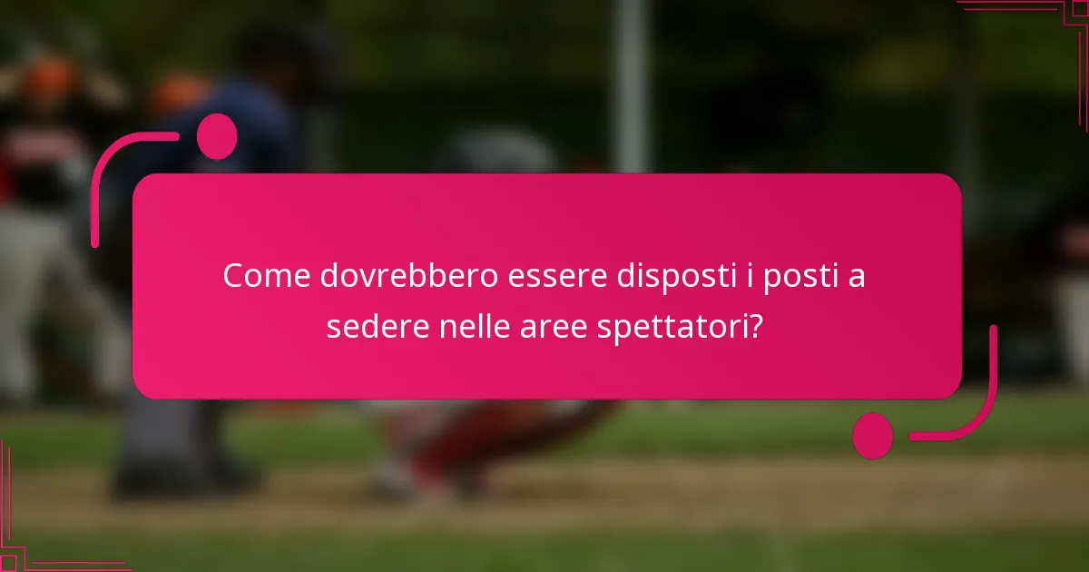 Come dovrebbero essere disposti i posti a sedere nelle aree spettatori?