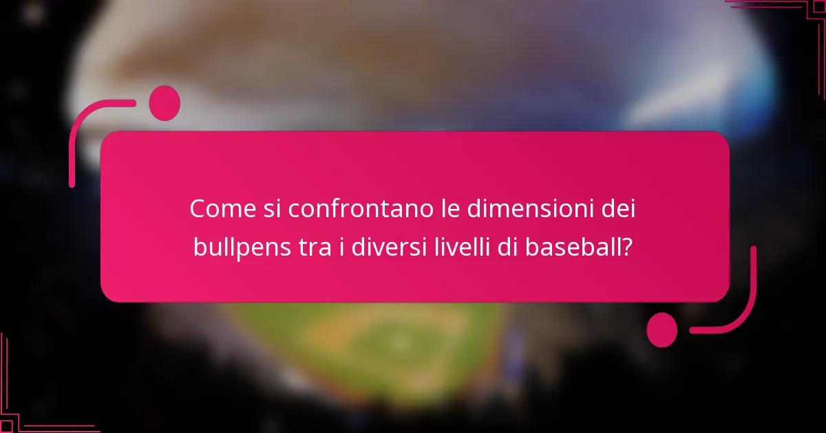 Come si confrontano le dimensioni dei bullpens tra i diversi livelli di baseball?