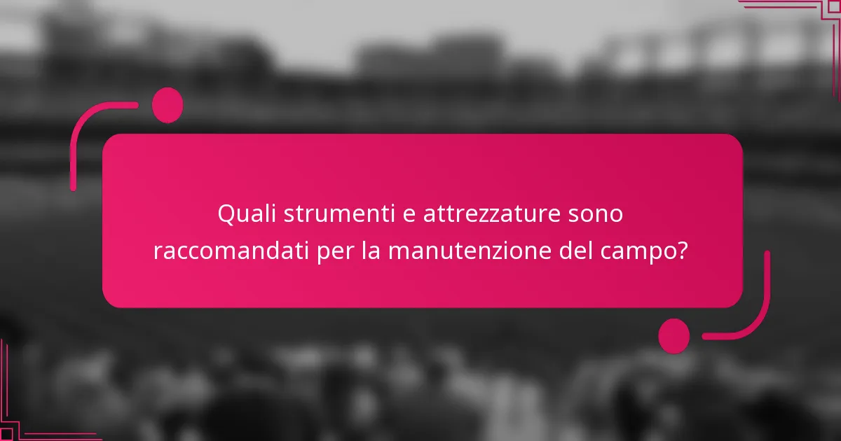 Quali strumenti e attrezzature sono raccomandati per la manutenzione del campo?